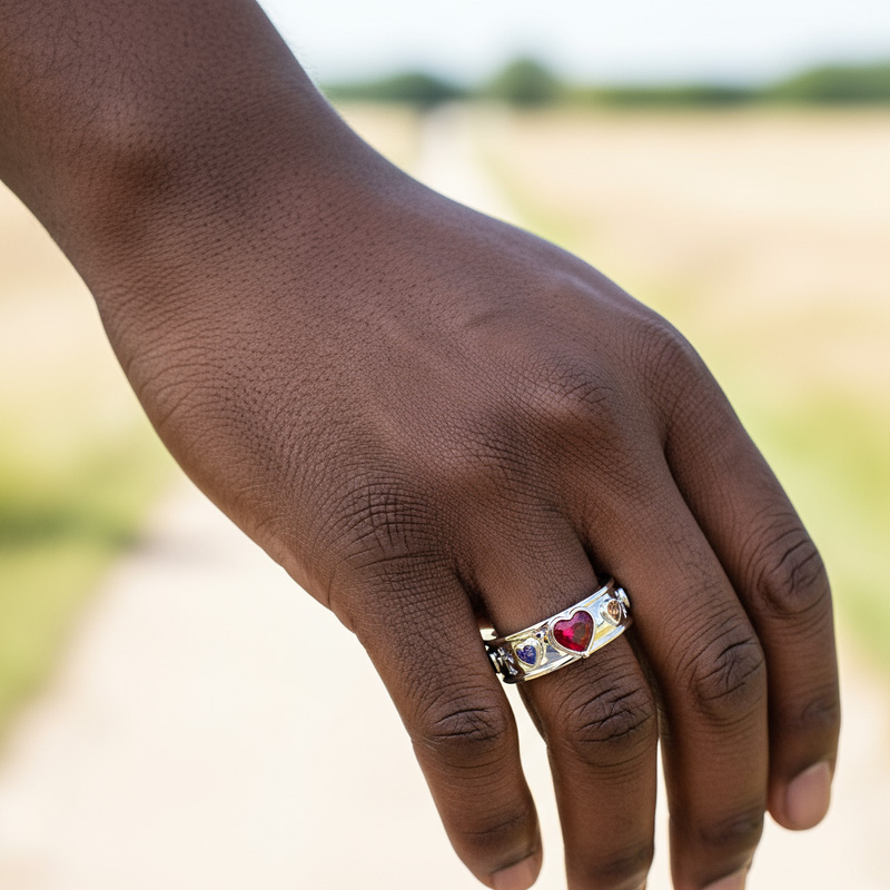 Iced Out Out Colorful Heart Cut Ring Silver With Street Luxury Shine - Image 4