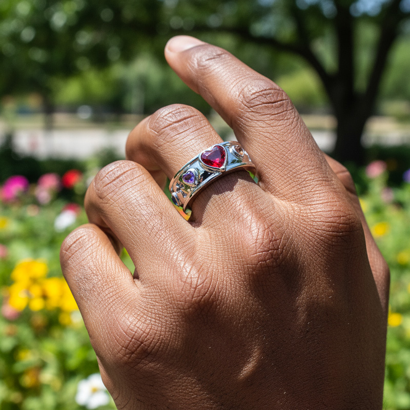 Iced Out Out Colorful Heart Cut Ring Silver With Street Luxury Shine - Image 5