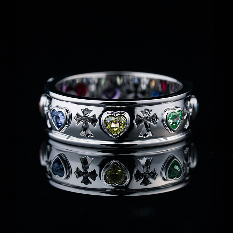 Iced Out Out Colorful Heart Cut Ring Silver With Street Luxury Shine - Image 6