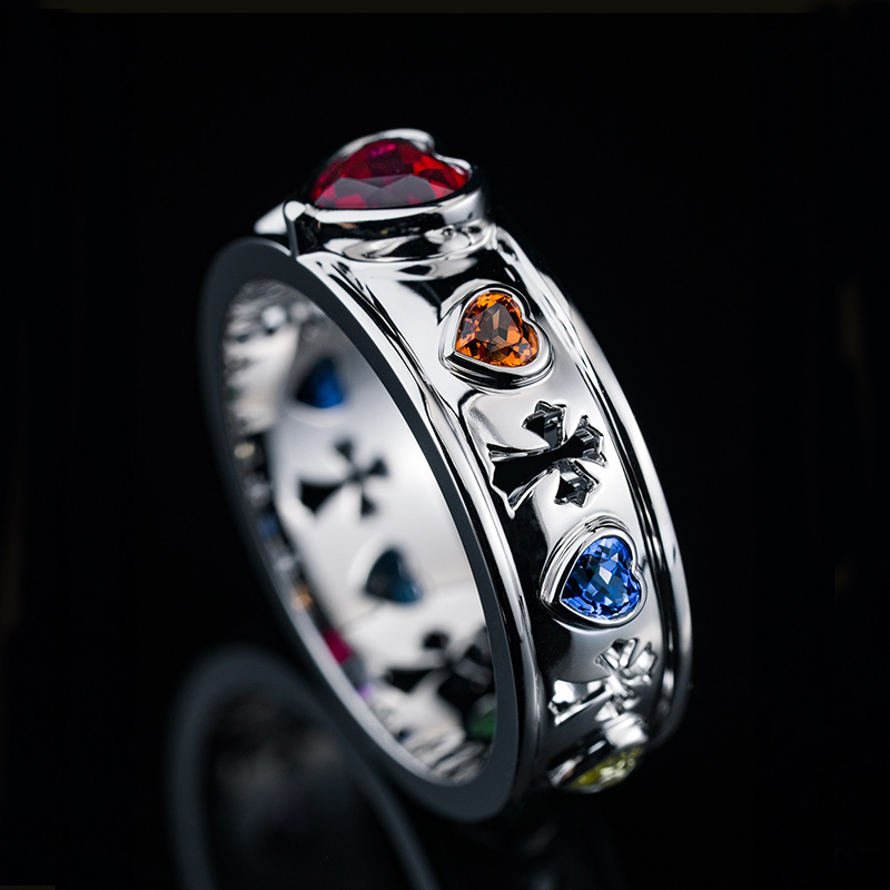 Iced Out Out Colorful Heart Cut Ring Silver With Street Luxury Shine - Image 7