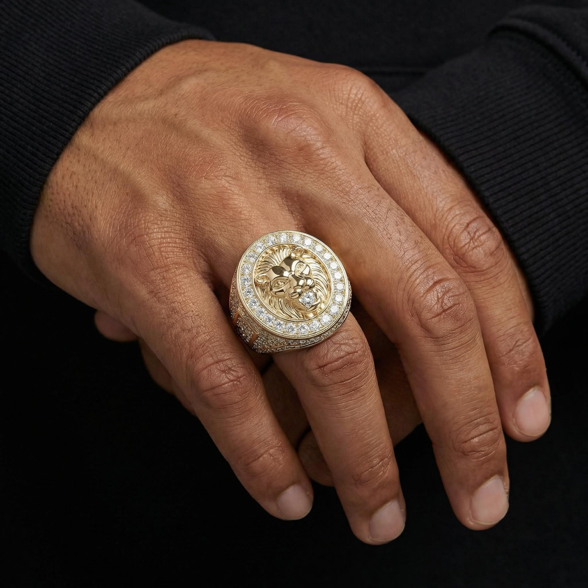 Iced Out Roaring Lion Head Ring Moissanite With Street Luxury Shine - Image 3