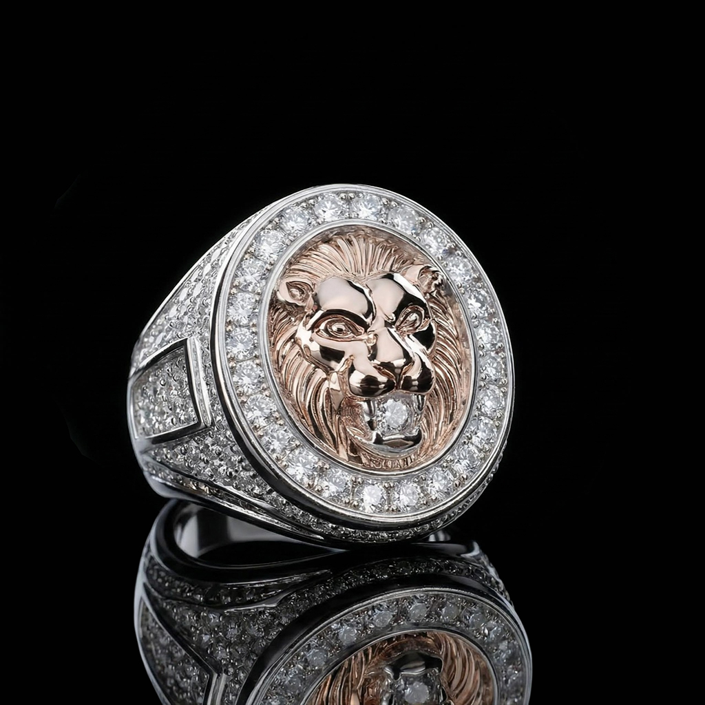 Iced Out Roaring Lion Head Ring Moissanite With Street Luxury Shine - Image 4