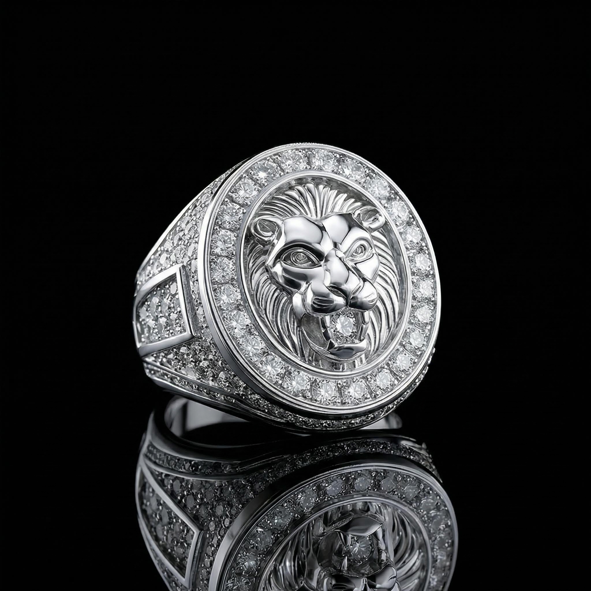 Iced Out Roaring Lion Head Ring Moissanite With Street Luxury Shine - Image 5