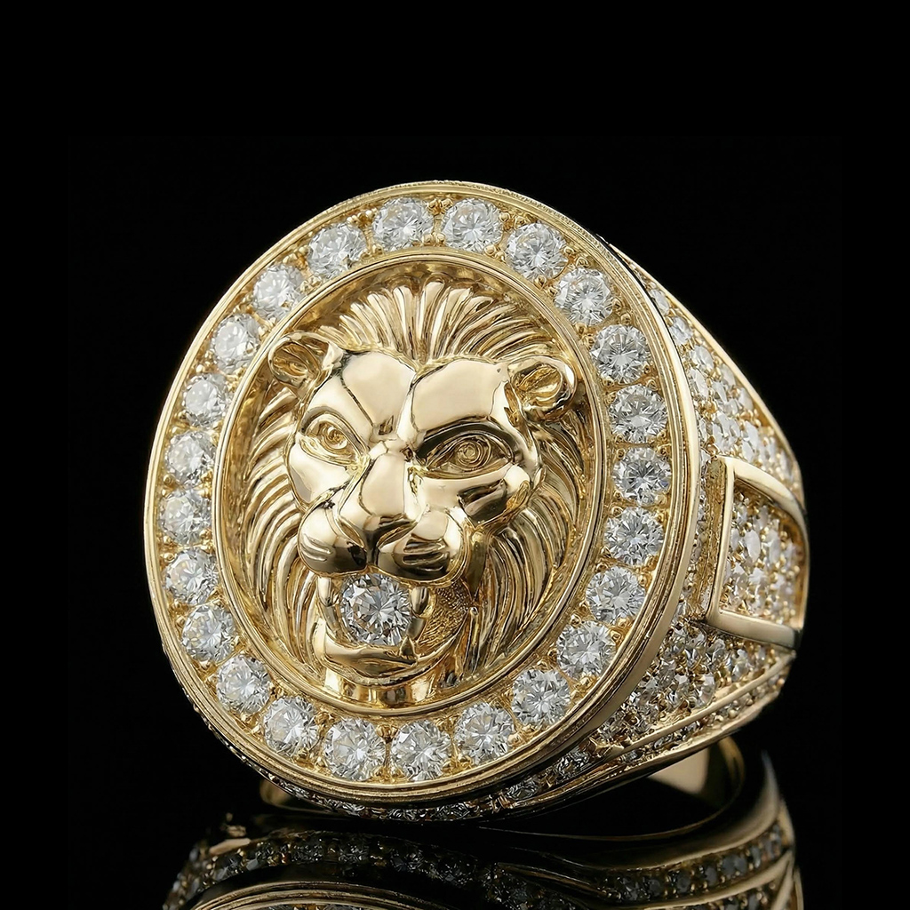 Iced Out Roaring Lion Head Ring Moissanite With Street Luxury Shine