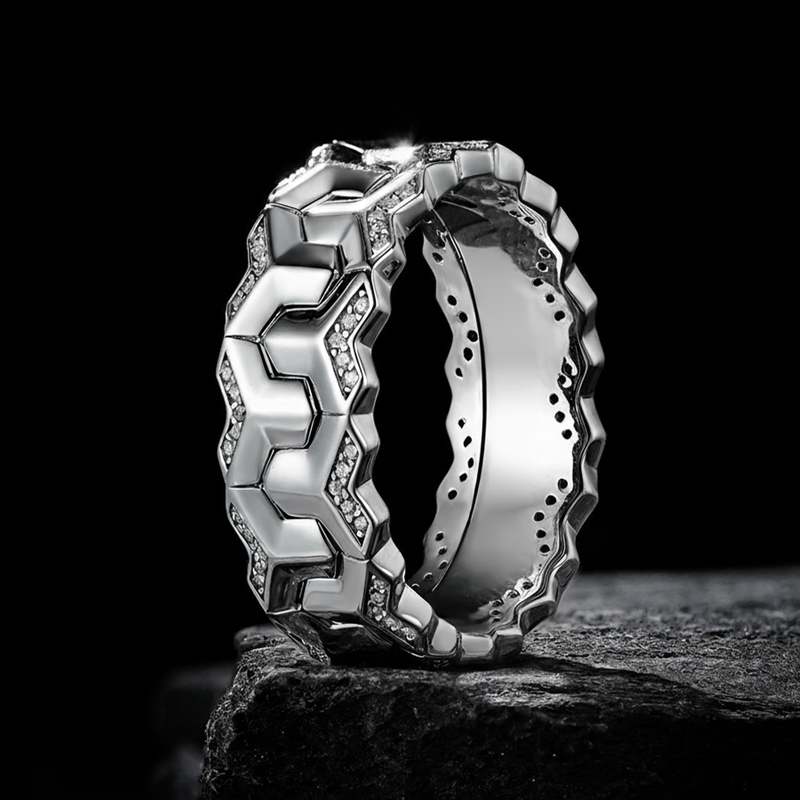 Iced Out Double Row Armor Ring Moissanite With Street Luxury Shine - Image 3