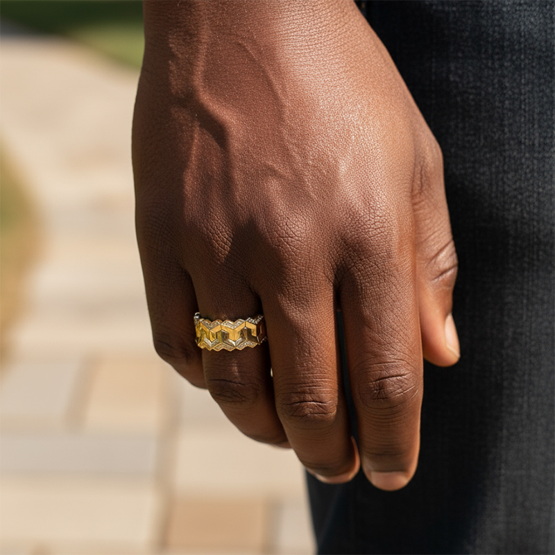 Iced Out Double Row Armor Ring Moissanite With Street Luxury Shine - Image 5
