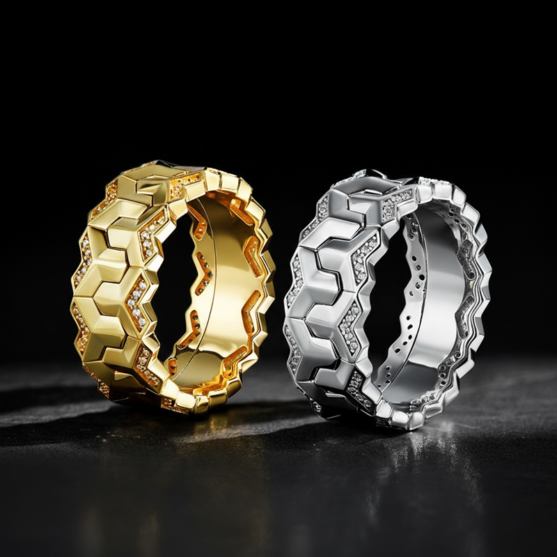 Iced Out Double Row Armor Ring Moissanite With Street Luxury Shine
