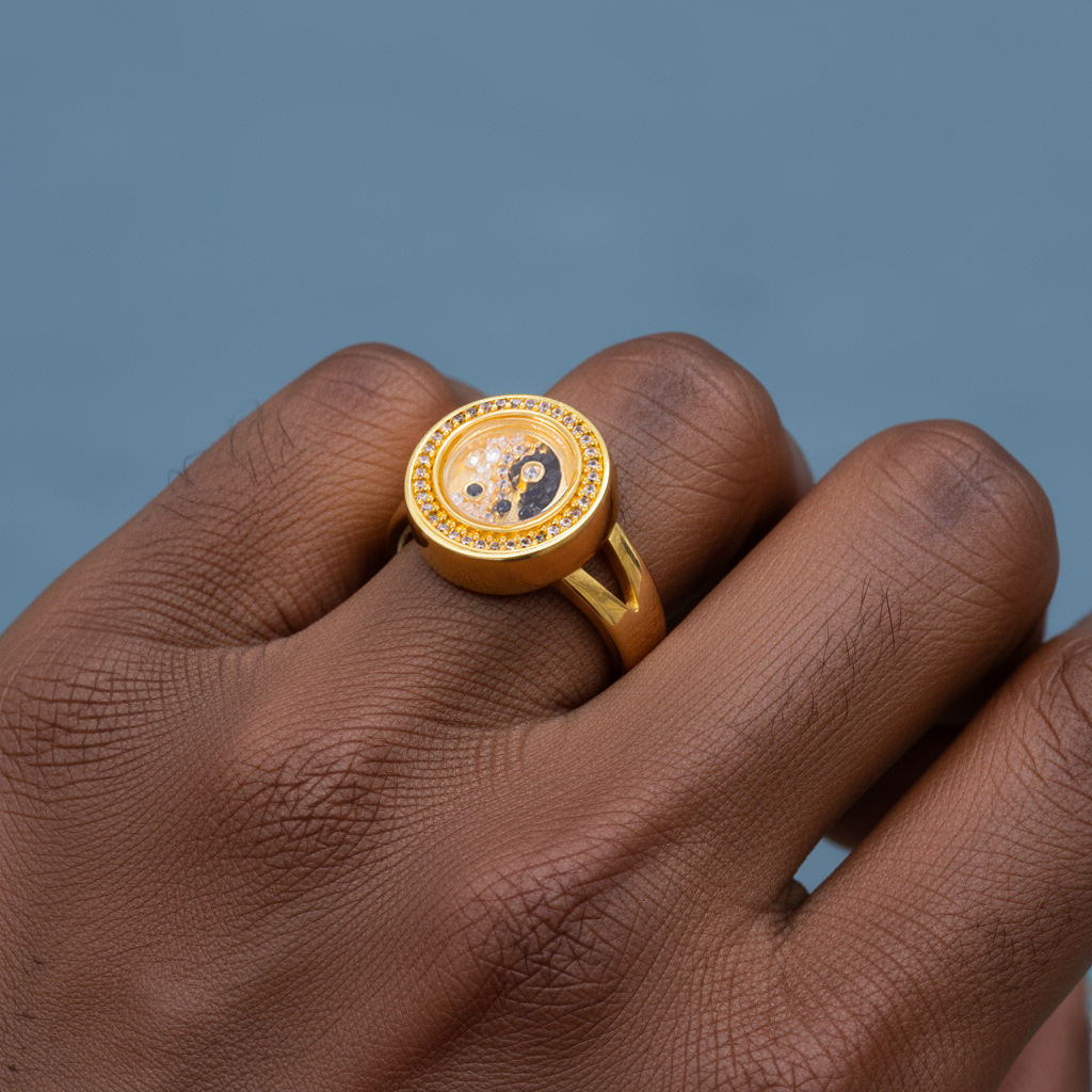 Yinyang Floating Diamonds Ring Moissanite With Street Luxury Shine - Image 3