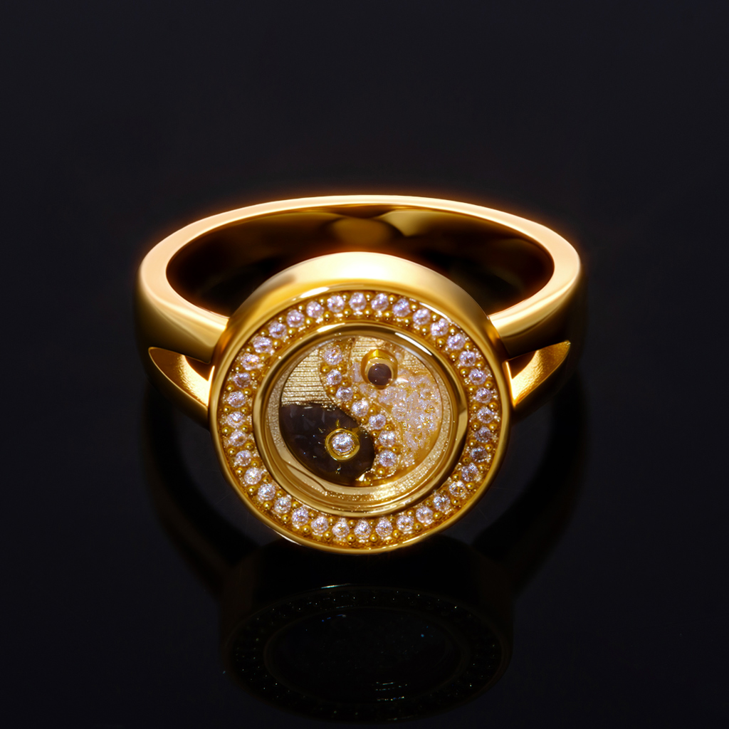 Yinyang Floating Diamonds Ring Moissanite With Street Luxury Shine