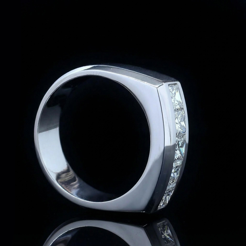 S925s & Vvs Moissanite 5 Stone Princess Cut Diamond Band Iced Out - Image 4