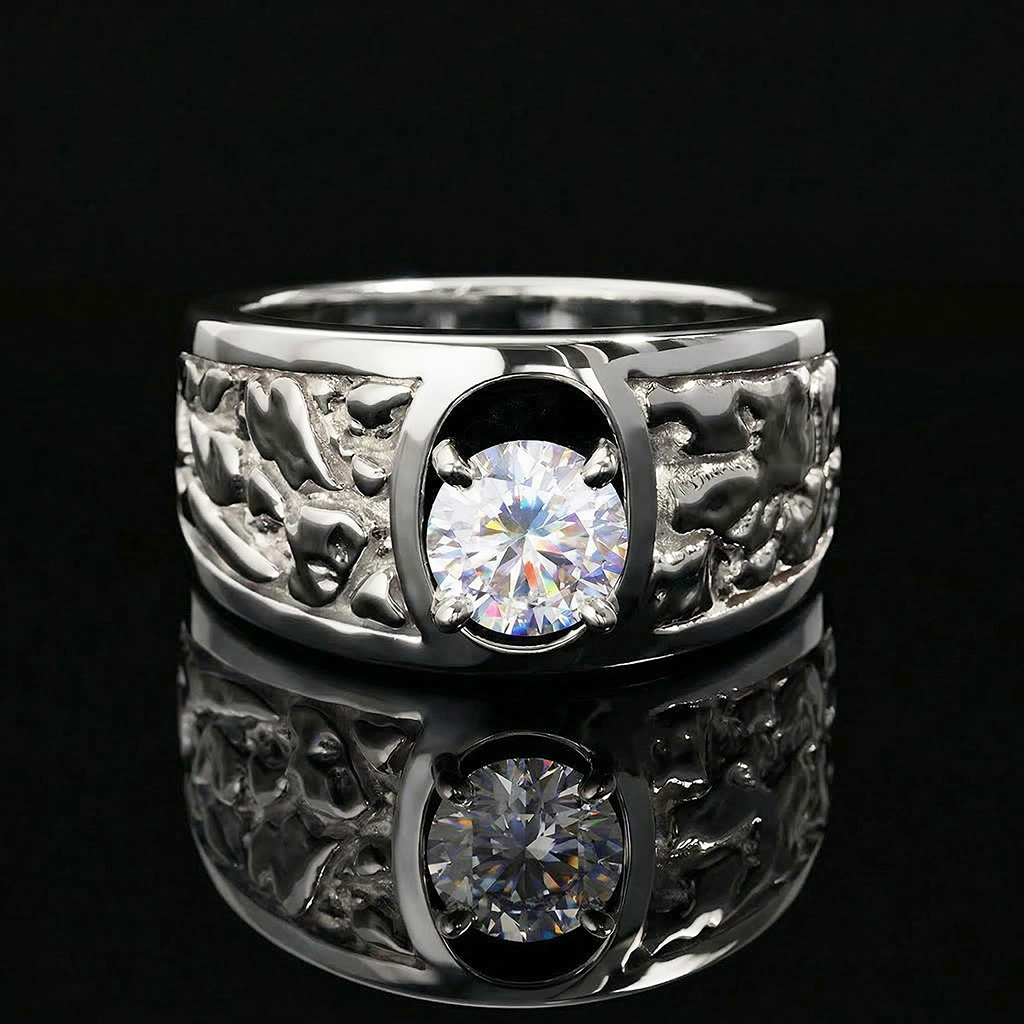 925s & Vvs Moissanite 1.2ct Nugget Ring Iced Out Shine With Street Luxury - Image 3