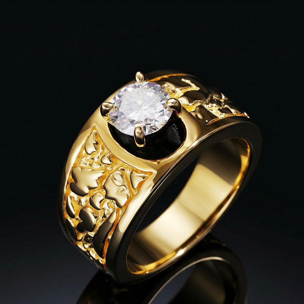 925s & Vvs Moissanite 1.2ct Nugget Ring Iced Out Shine With Street Luxury - Image 6