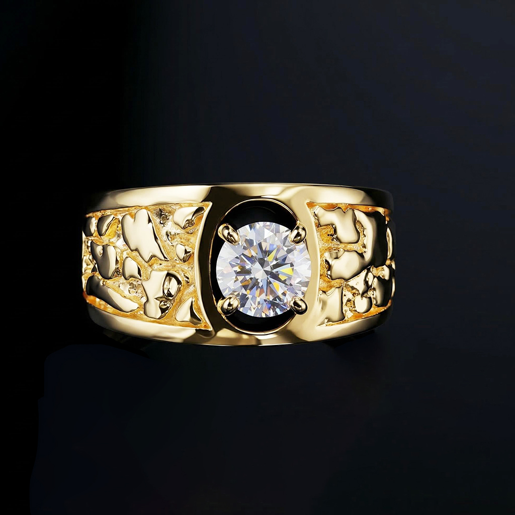 925s & Vvs Moissanite 1.2ct Nugget Ring Iced Out Shine With Street Luxury