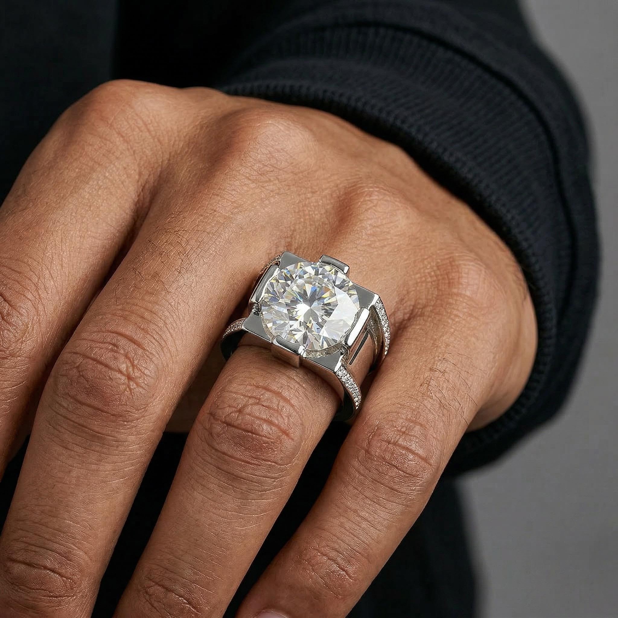 Iced Out Out 9.0 Ct Round Cut Men's Ring Silver With Street Luxury Shine - Image 3