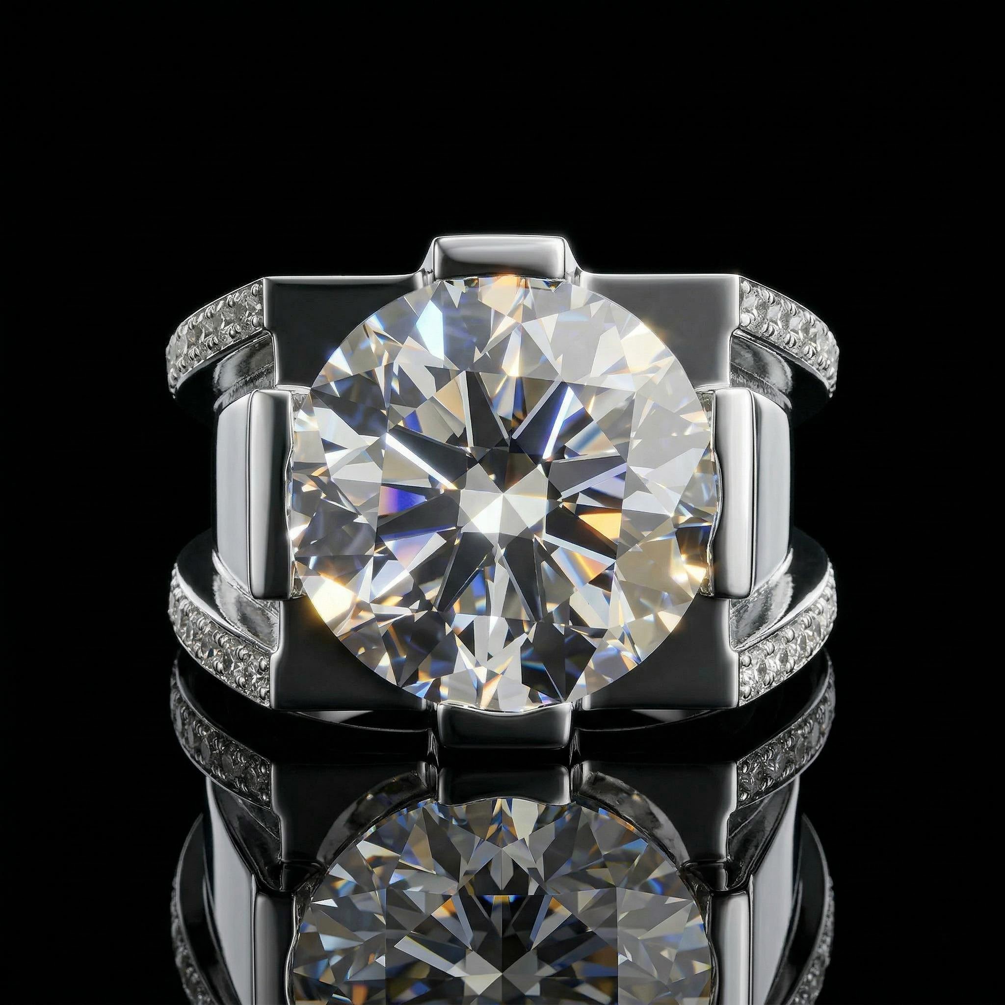 Iced Out Out 9.0 Ct Round Cut Men's Ring Silver With Street Luxury Shine