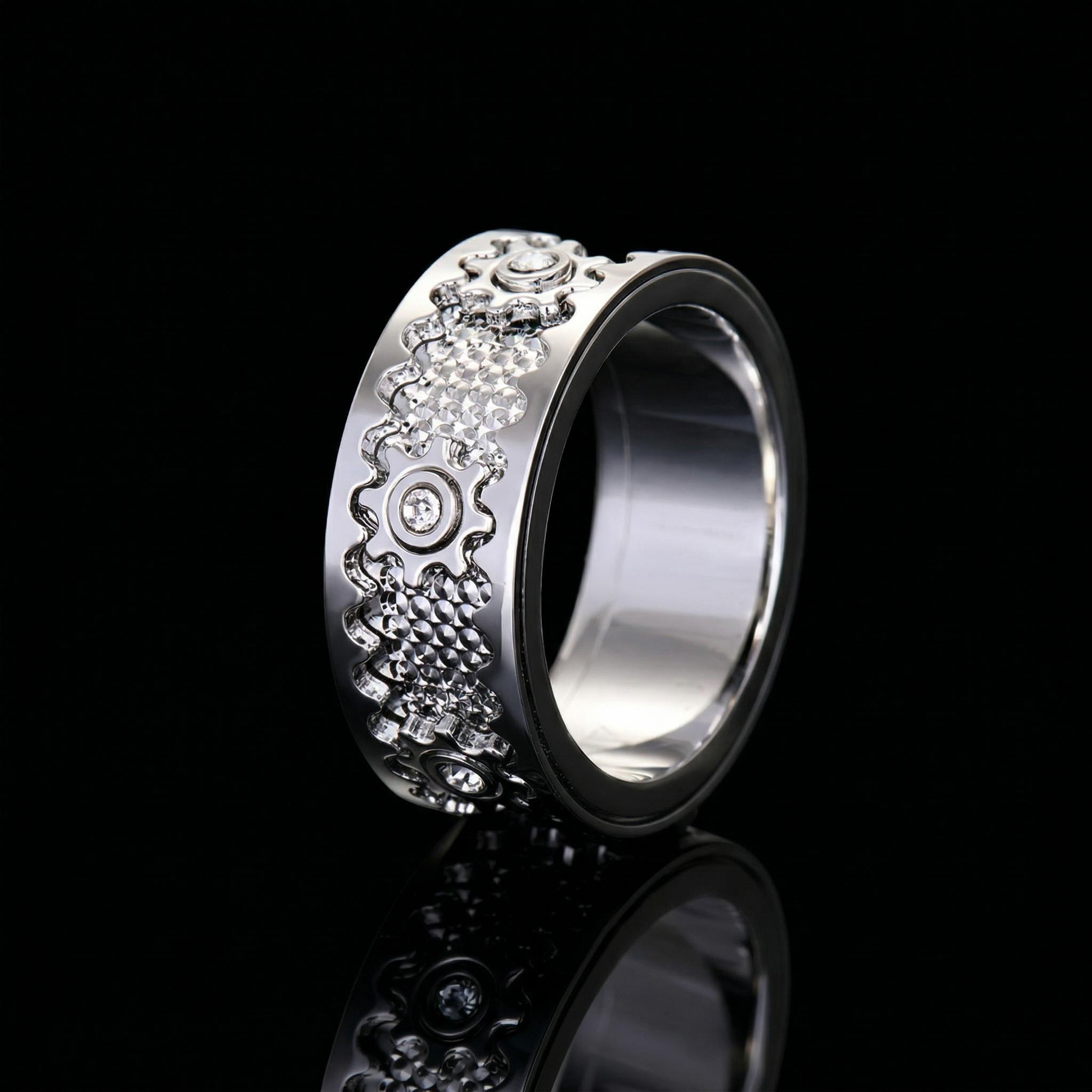 Rotating Gear Spinner Fidget Ring Bold Statement Style With Street Luxury