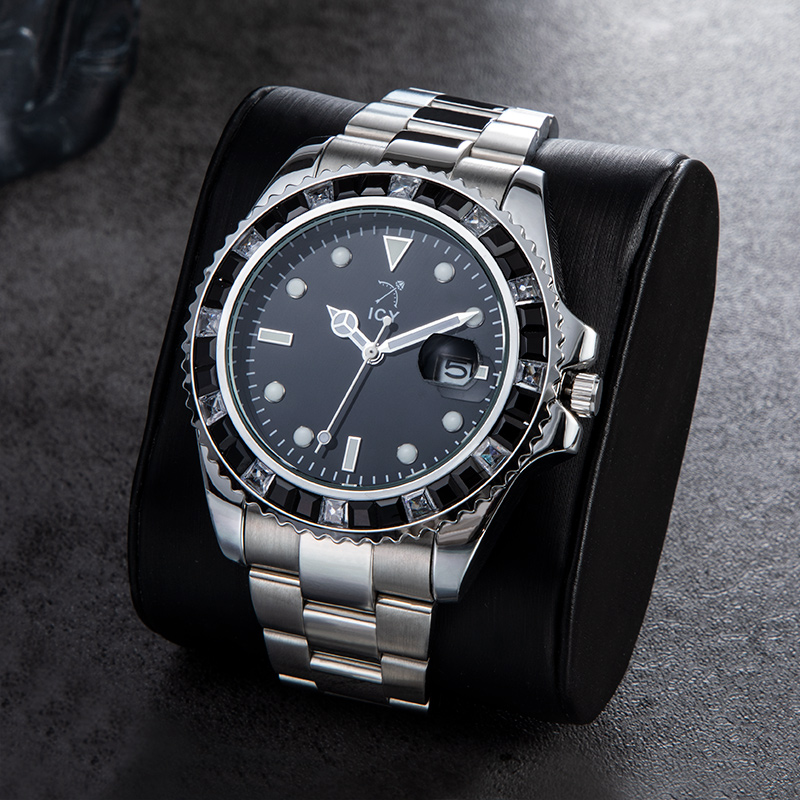 Baguette Cut Date Display Men's Watch Silver With Street Luxury Shine - Image 3