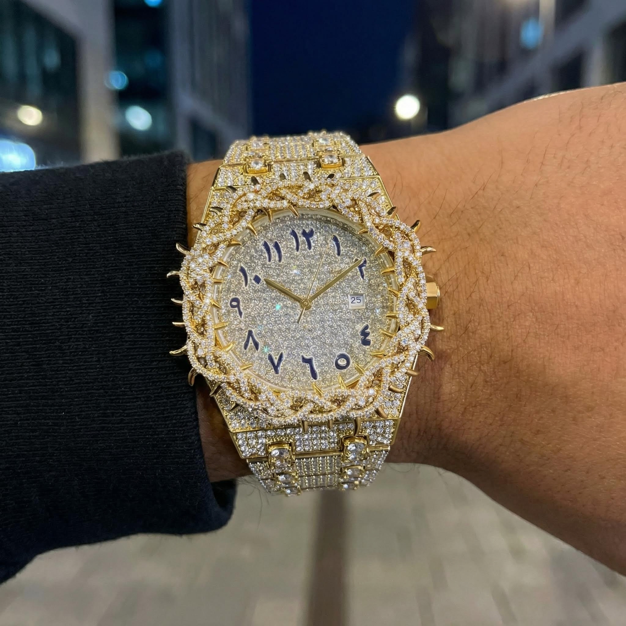Iced Out Out Thorn Crown Men's Watch In Gold With Street Luxury Shine - Image 3