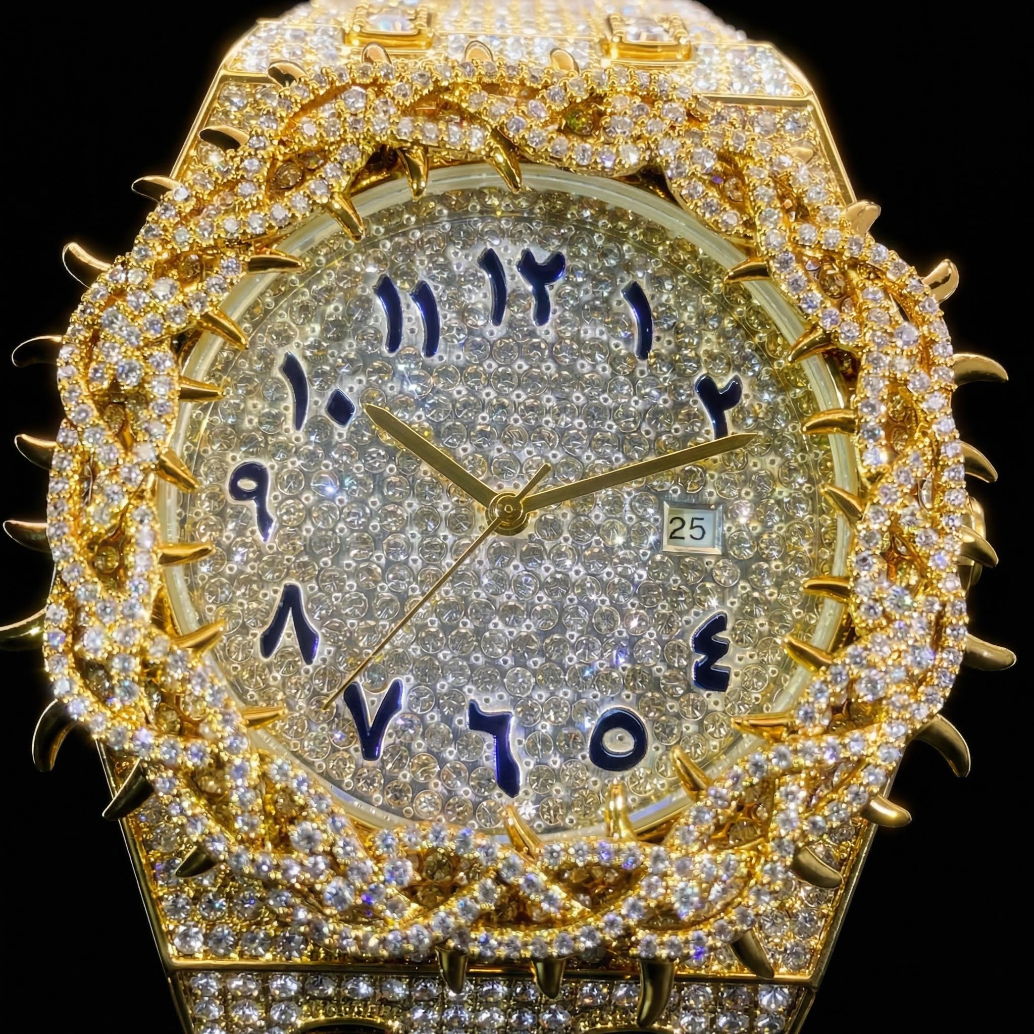 Iced Out Out Thorn Crown Men's Watch In Gold With Street Luxury Shine - Image 4