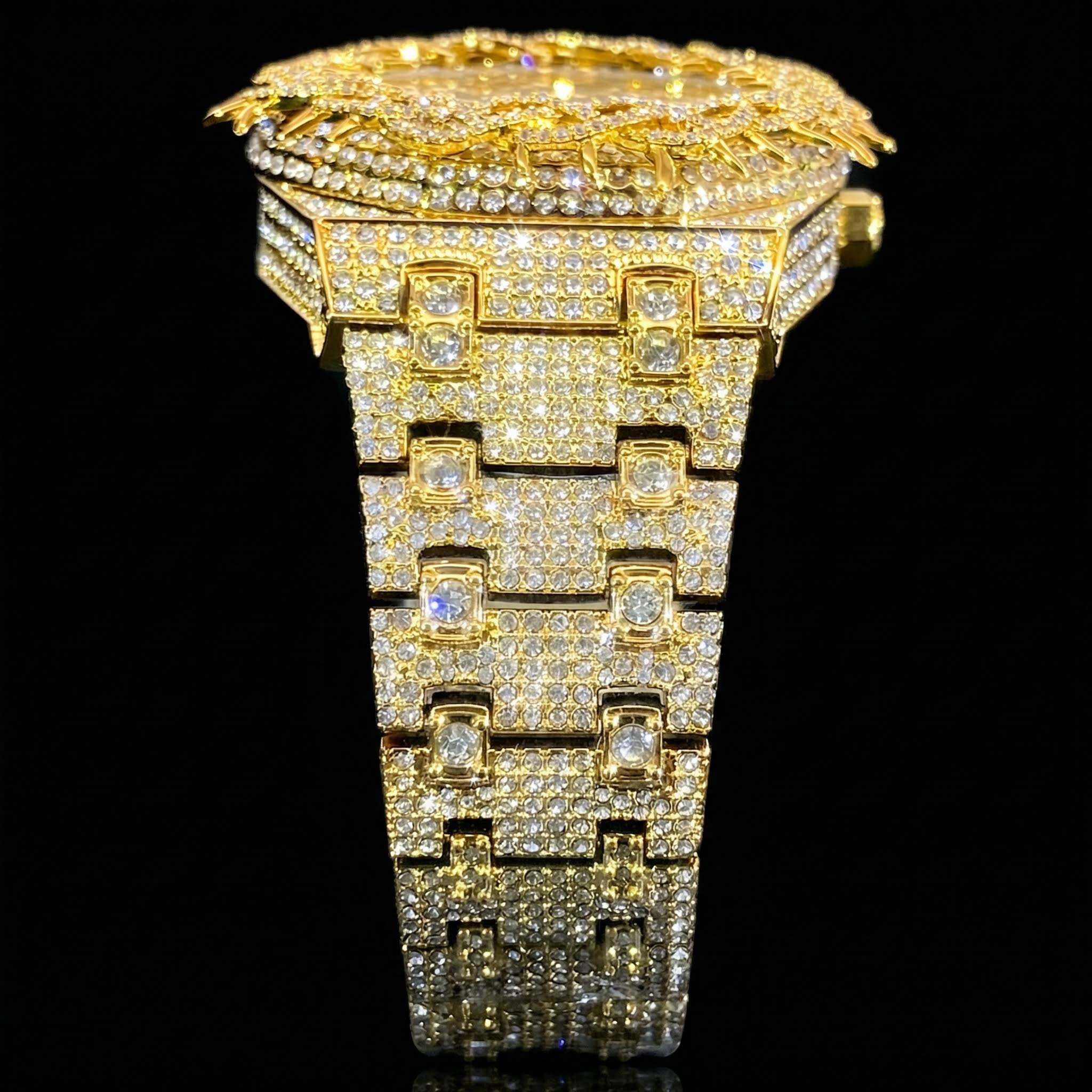 Iced Out Out Thorn Crown Men's Watch In Gold With Street Luxury Shine - Image 6