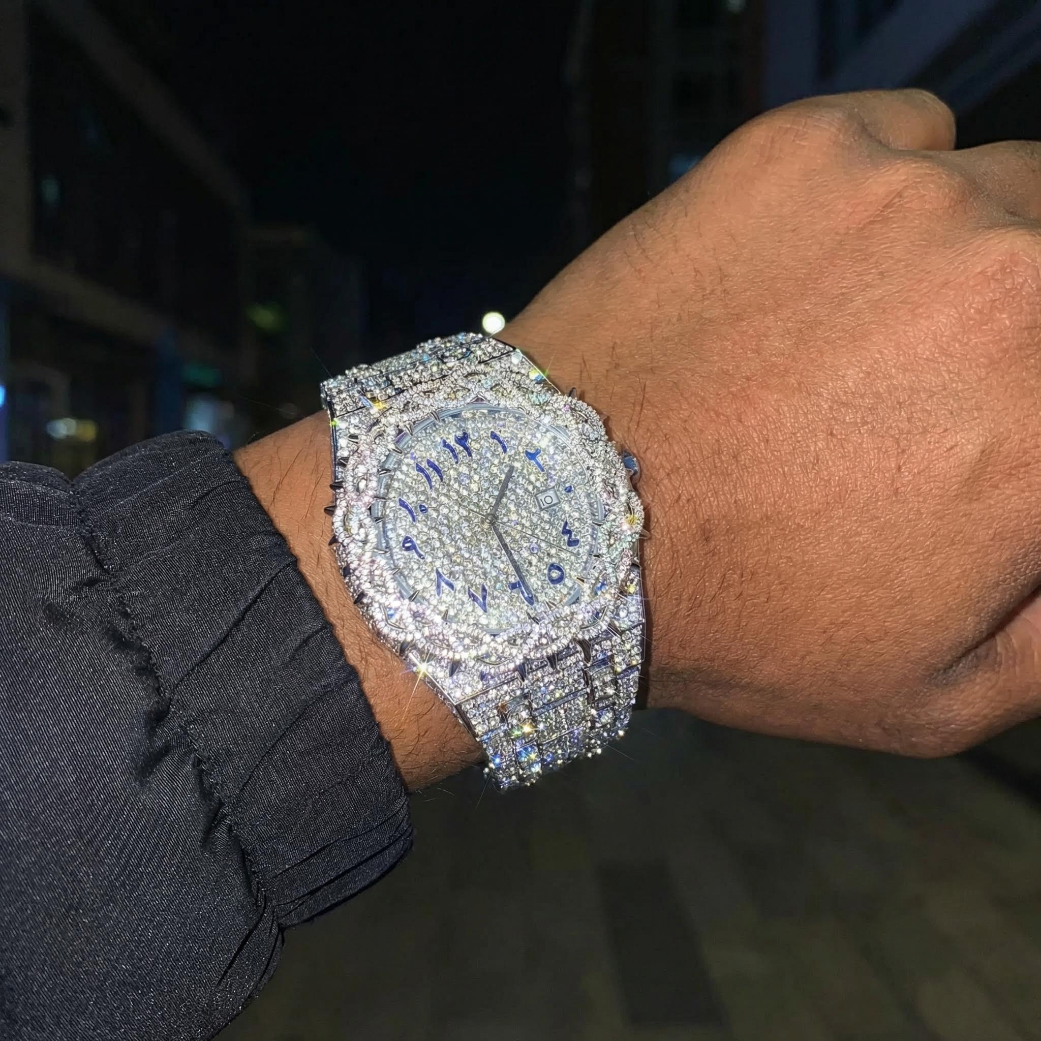 Iced Out Out Thorn Crown Men's Watch In White Gold With Street Luxury Shine - Image 3