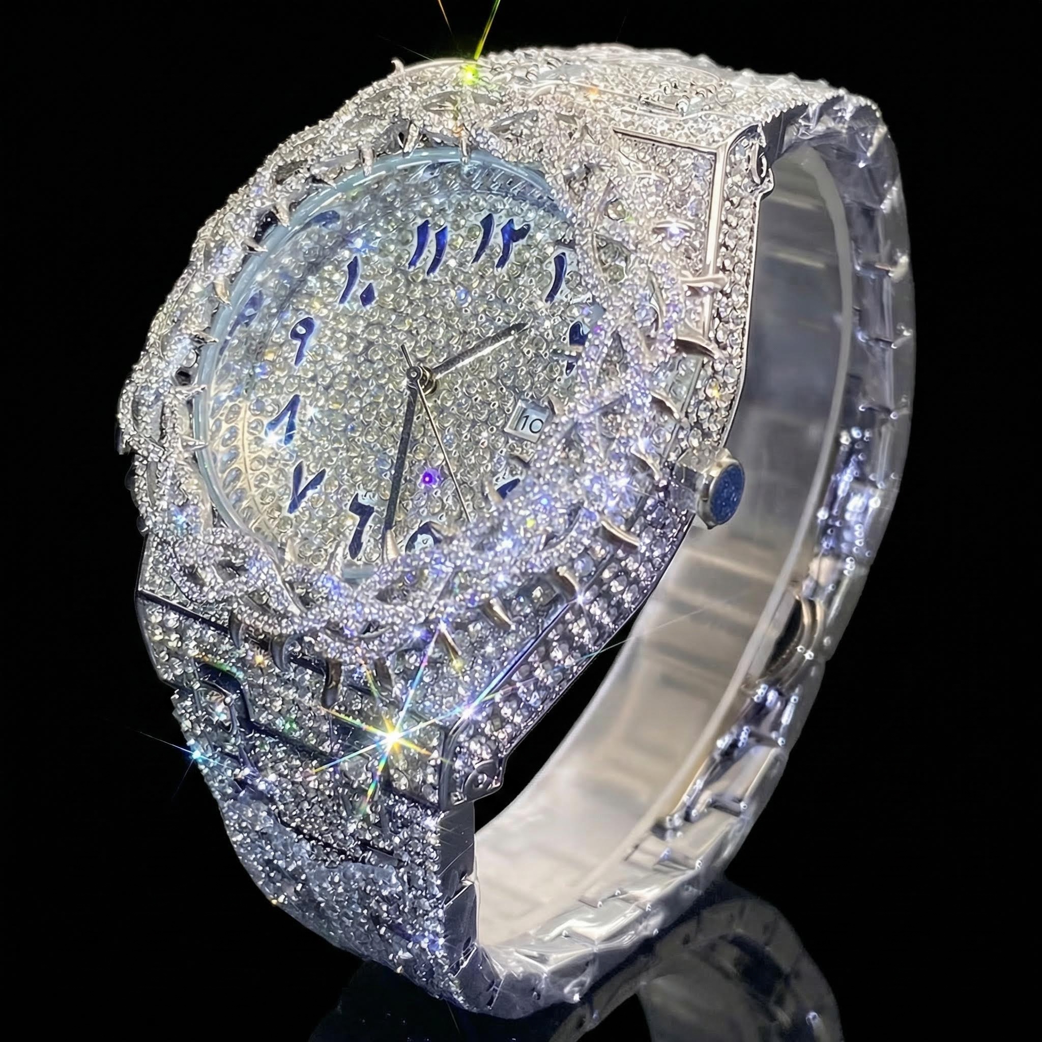 Iced Out Out Thorn Crown Men's Watch In White Gold With Street Luxury Shine - Image 4