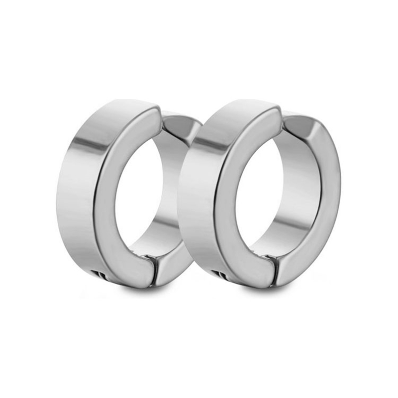Clip On No-pierced Titanium Steel Earrings Silver With Street Luxury Shine - Image 3