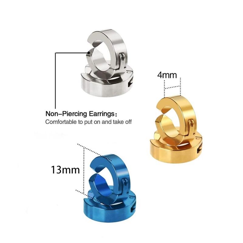 Clip On No-pierced Titanium Steel Earrings Silver With Street Luxury Shine - Image 4