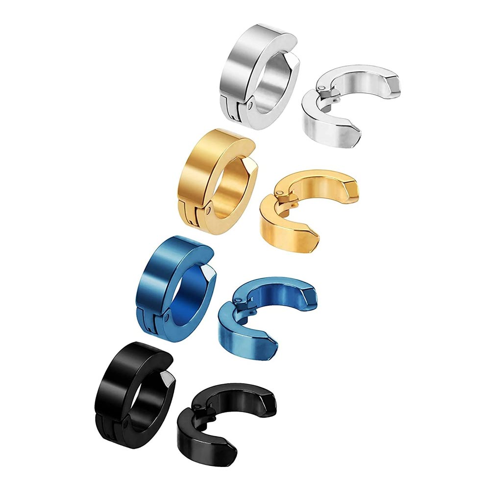 Clip On No-pierced Titanium Steel Earrings Silver With Street Luxury Shine