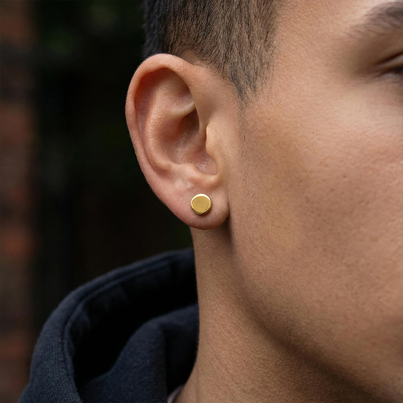 Round Stainless Steel Stud Earrings Bold Statement Style With Street Luxury - Image 4