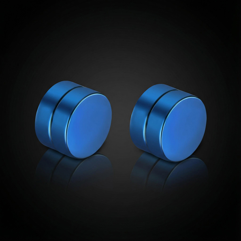 Round Magnetic No-pierced Stud Earrings Silver With Street Luxury Shine - Image 3