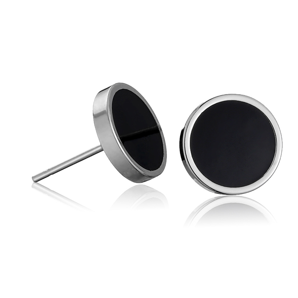 Round Black Stone Stud Earrings Bold Statement Style With Street Luxury - Image 4