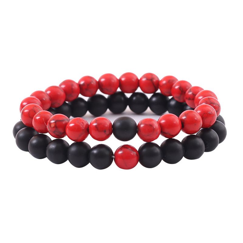 2pcs Malachite Turquoise Black Frosted Beads Bracelet Silver - Image 3