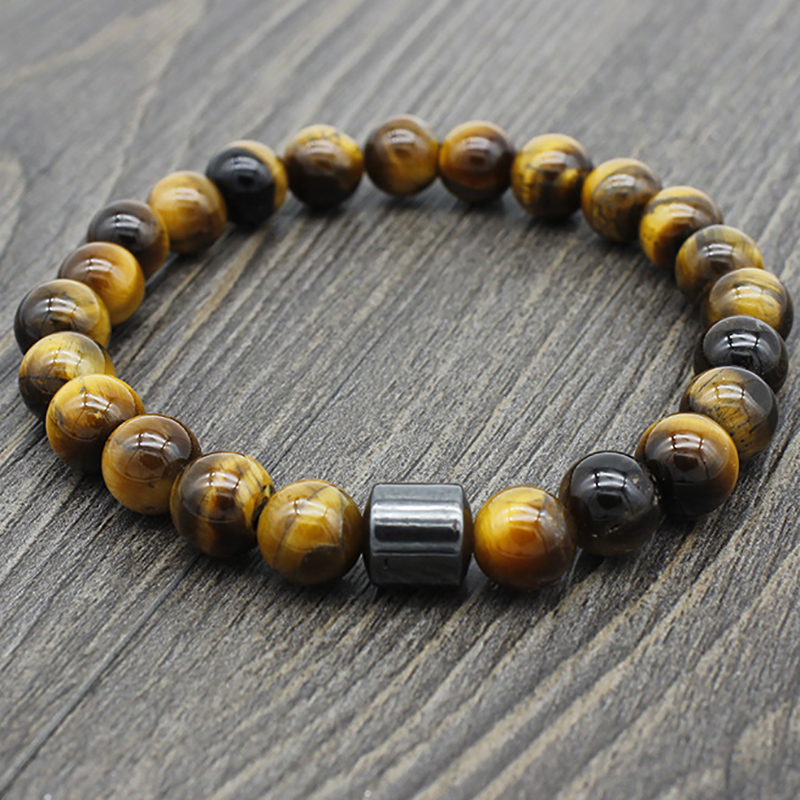 8mm Tiger Eye Magnetic Hematite Beads Bracelet With Street Luxury Shine - Image 3