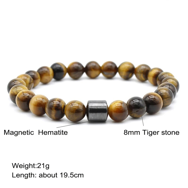 8mm Tiger Eye Magnetic Hematite Beads Bracelet With Street Luxury Shine - Image 5