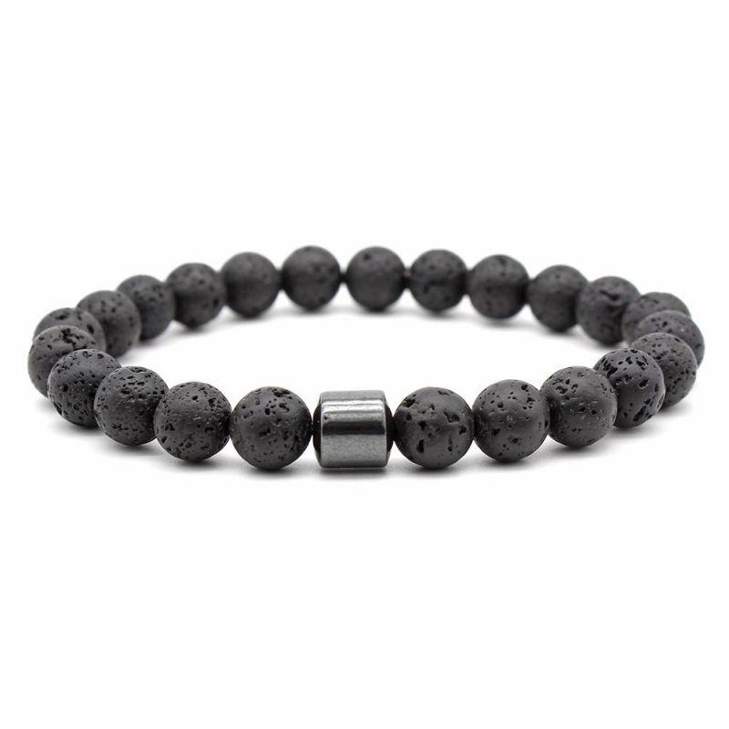 8mm Grey Amphibole/lava Rock/tiger Eye Magnetic Hematite Beads Bracelet - Image 4
