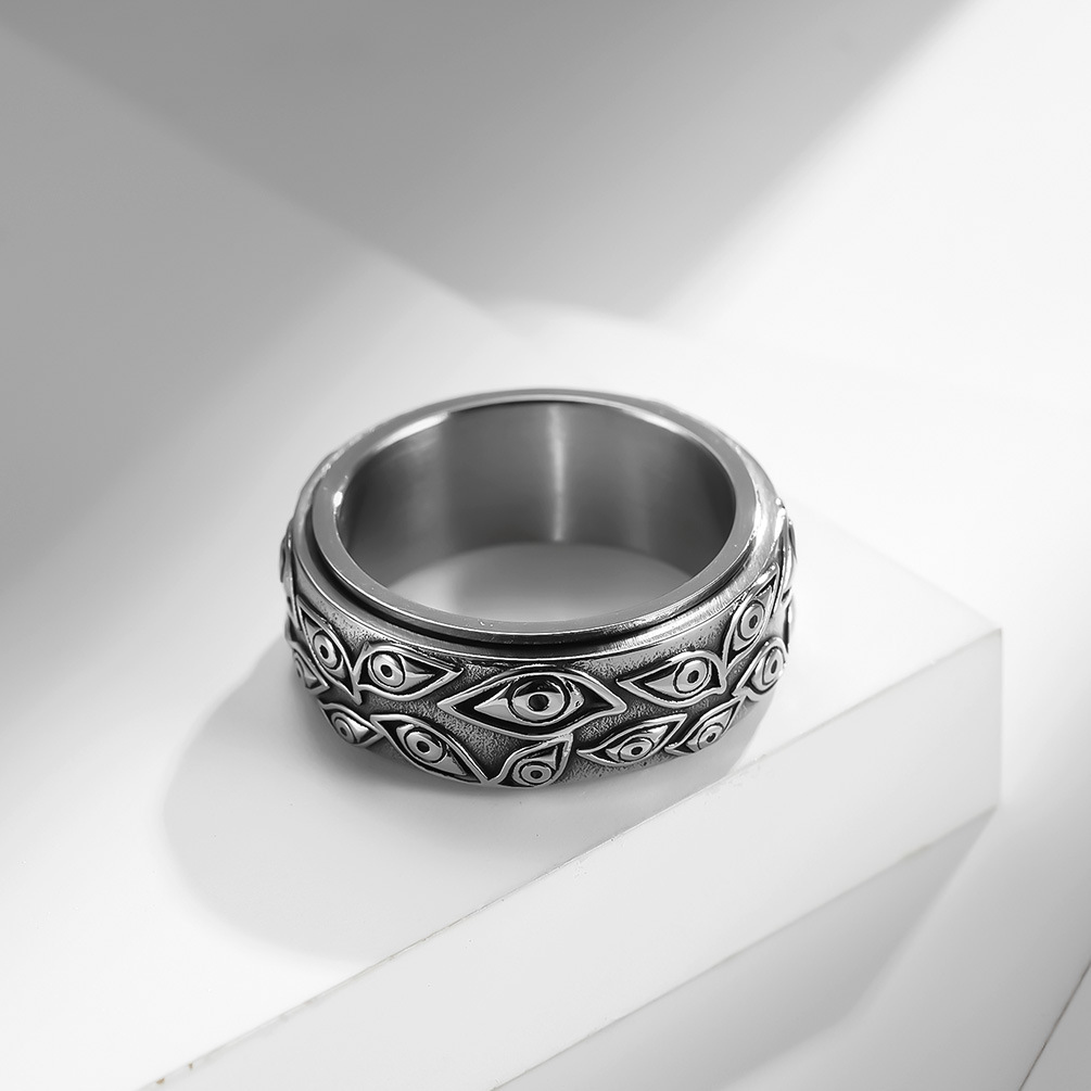 9mm Evil Eyes Spinner Relieving Stress Steel Band With Street Luxury Shine - Image 4