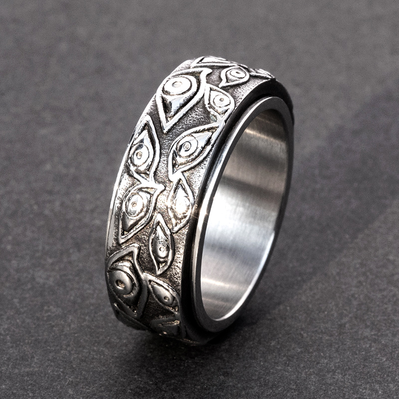 9mm Evil Eyes Spinner Relieving Stress Steel Band With Street Luxury Shine
