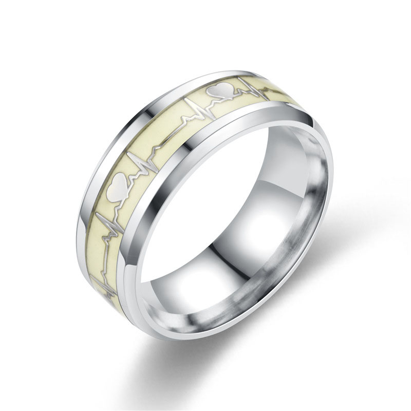 Luminous Heart Beat Stainless Steel Ring Silver With Street Luxury Shine - Image 3