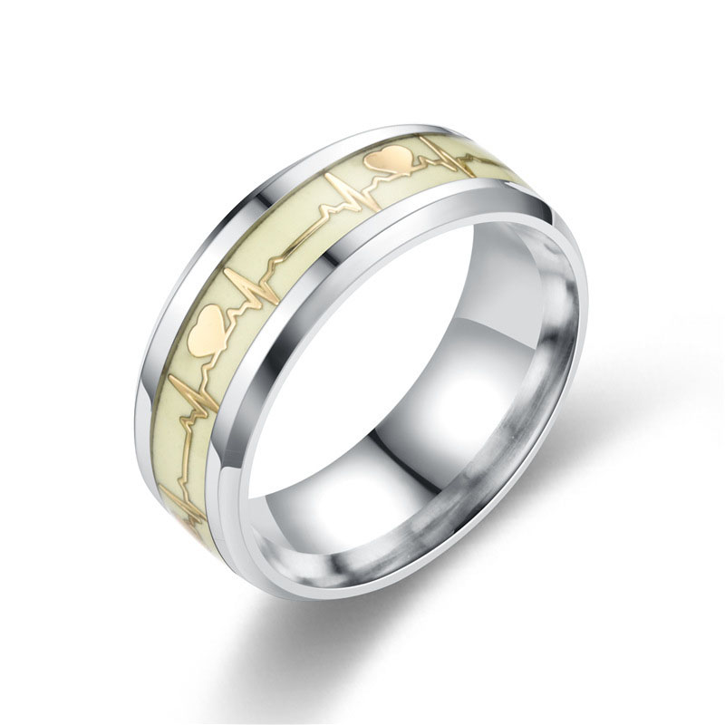 Luminous Heart Beat Stainless Steel Ring Silver With Street Luxury Shine - Image 5