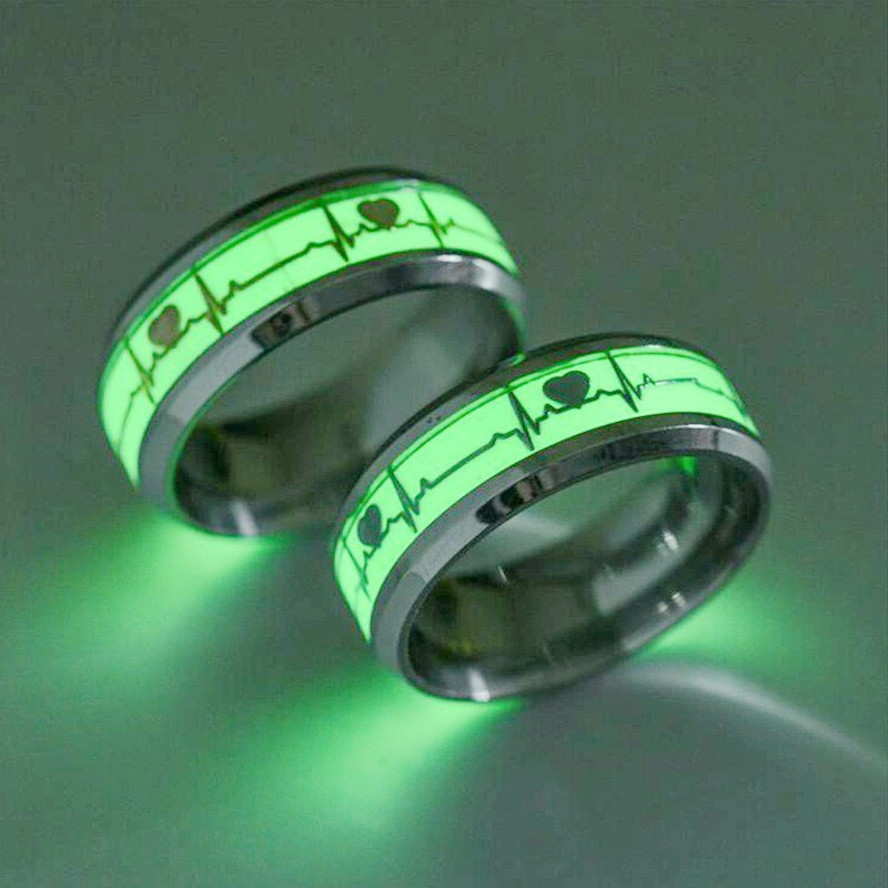 Luminous Heart Beat Stainless Steel Ring Silver With Street Luxury Shine