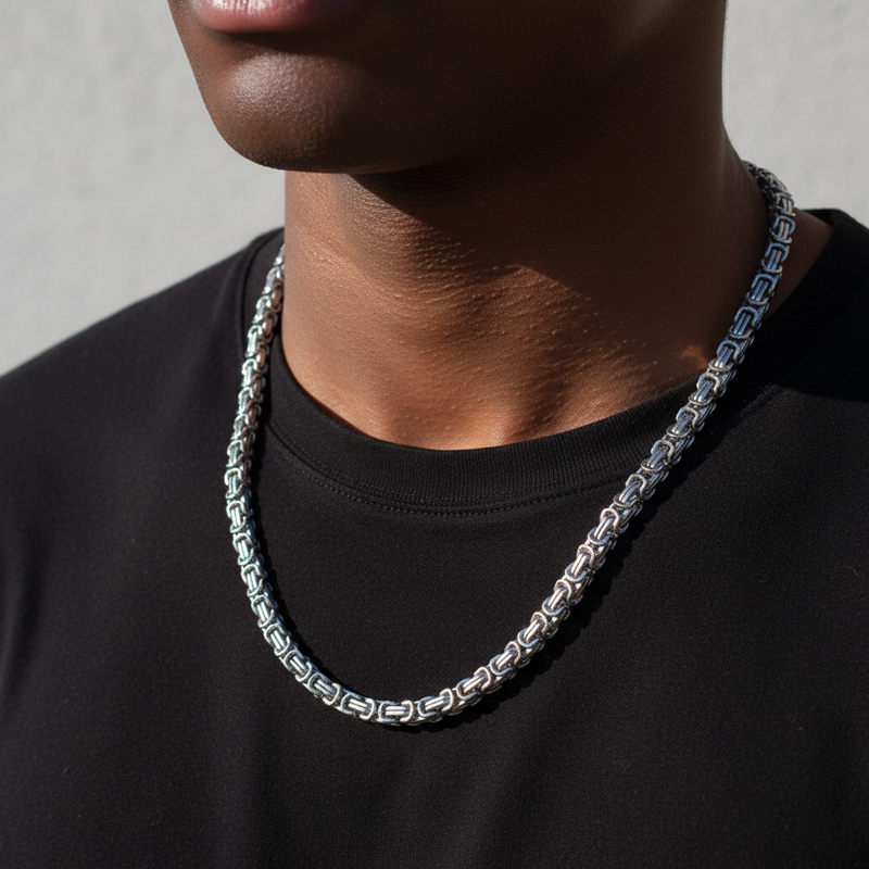 8mm Titanium Steel Byzantine Chain Bold Statement Style With Street Luxury - Image 4