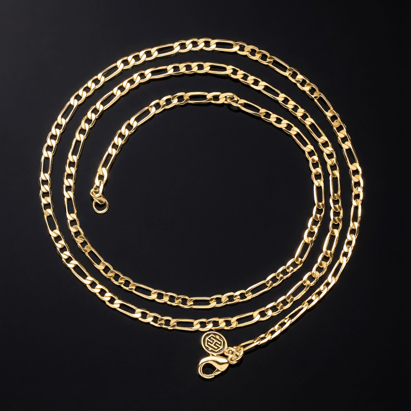 3mm Figaro Chain In Gold Gold With Bold Statement Appeal