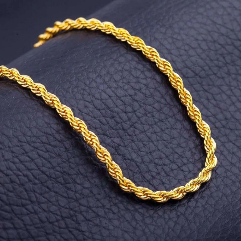 6mm 18k Gold Finish Rope Chain Gold With Bold Statement Appeal - Image 4