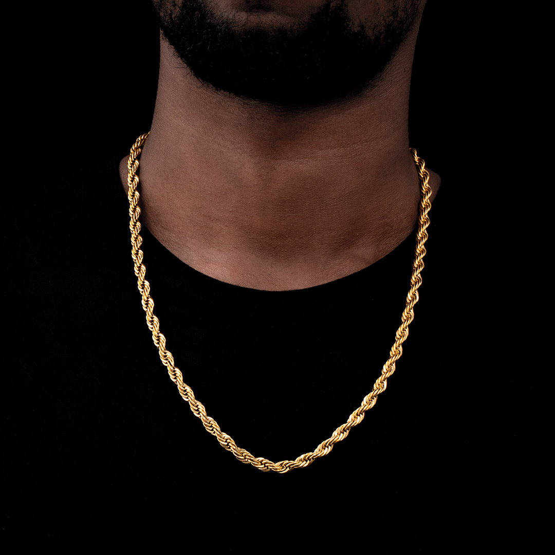 6mm 18k Gold Finish Rope Chain Gold With Bold Statement Appeal - Image 5