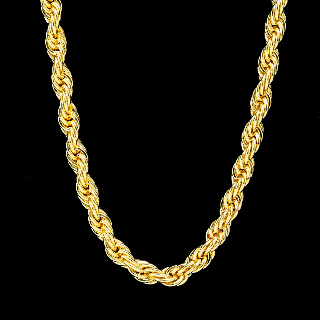 10mm 18k Gold Finish Rope Chain Gold With Bold Statement Appeal - Image 3