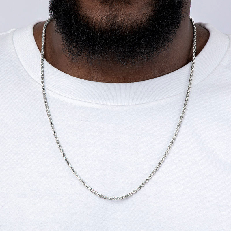 3mm Rope Solid 925 Sterling Silver Chain With Street Luxury Shine