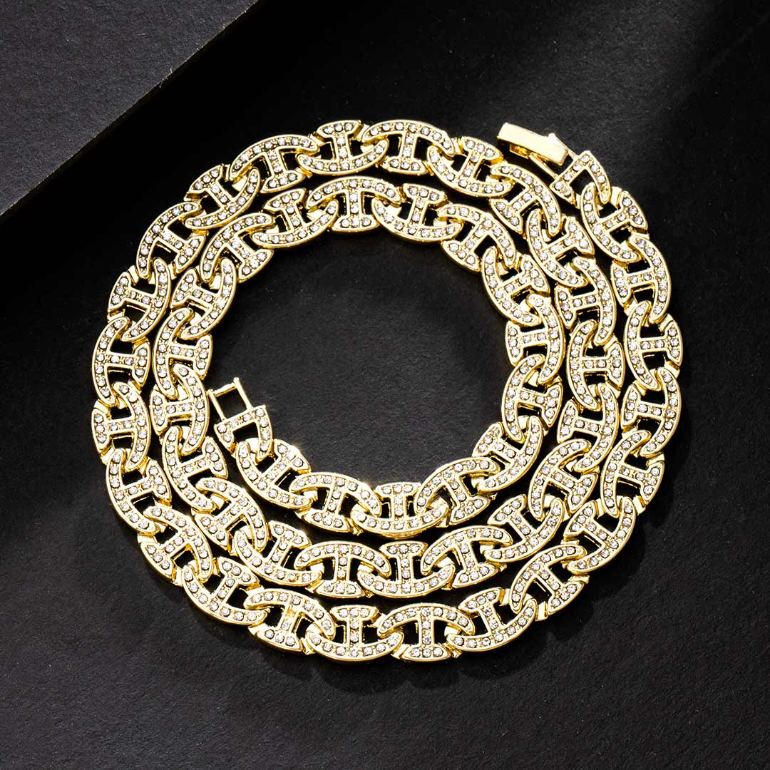 8mm Iced Out G-link Chain In Gold With Clean Street Luxury Style - Image 3