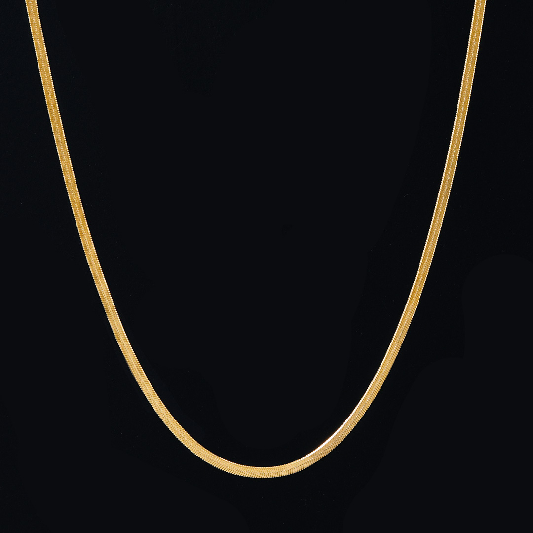 2mm Herringbone Chain In Gold Gold With Bold Statement Appeal - Image 3