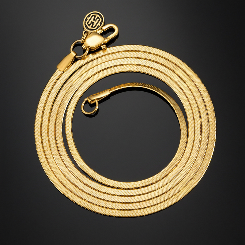 2mm Herringbone Chain In Gold Gold With Bold Statement Appeal - Image 4